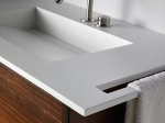 Plan vasque lavabo sur mesure : L 60 à 201 x P 40 à 51 cm, finition lisse mate, 10 couleurs au choix, Anti bactérien, résine Akrytan® teinté dans la masse, Livraison Offerte.